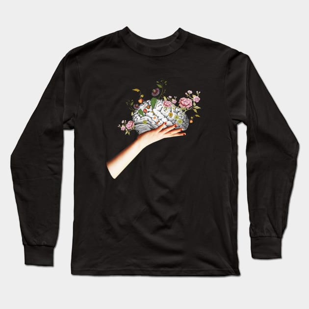 Brain Flowers Collage Long Sleeve T-Shirt by shamila